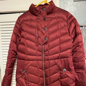 Long Down Maroon Puffer Coat